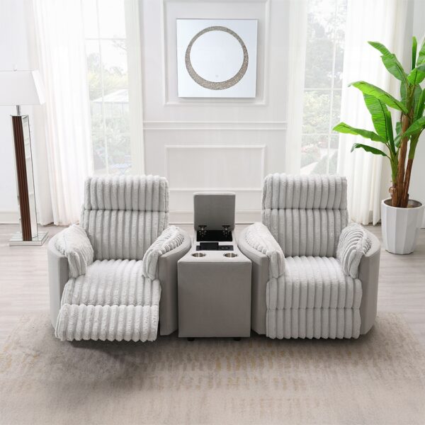 Emee Gray Corduroy Console with USB LV04641A By ACME 12