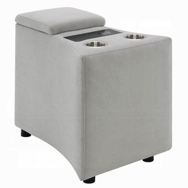 Emee Gray Corduroy Console with USB LV04641A By ACME 9