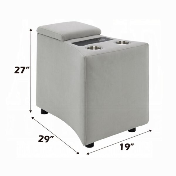 Emee Gray Corduroy Console with USB LV04641A By ACME 11