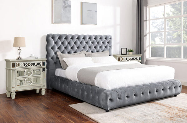 B5114-Q/EK Tufted Grey Modern Beds by McFerran 4