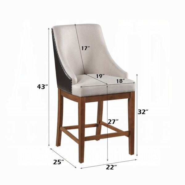 Gilsea Counter Height Chair in Brown Leather & Fabric DN03726 By ACME 11