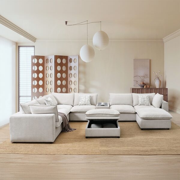 Marisa Modular Console in Beige Boucle LV04416 By ACME 11