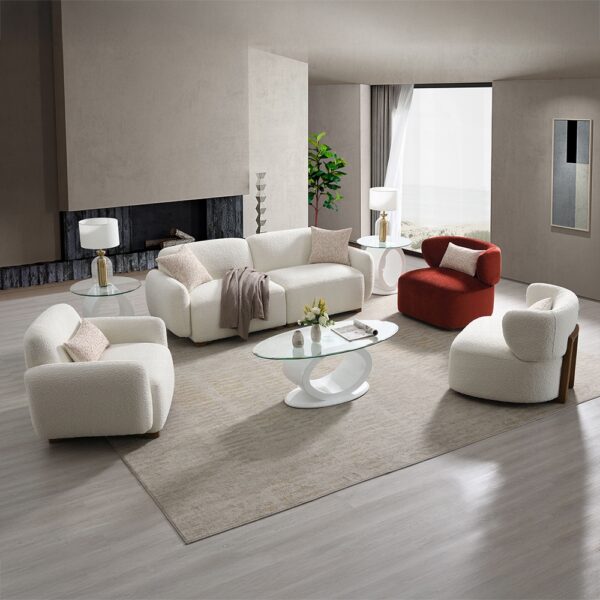 Darius Beige Boucle Arm Chair with Pillow LV04542 By ACME 12