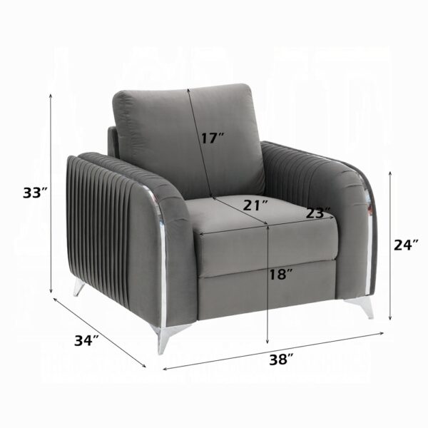 Wenona Gray Velvet Chair LV01712 By ACME 13
