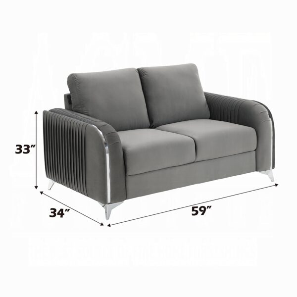 Wenona Gray Velvet Loveseat LV01711 By ACME 11