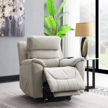 Marsha Power Recliner with Lift & Massage in Light Gray Silicone Leather LV04273 By ACME 13