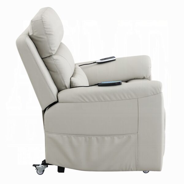 Marsha Power Recliner with Lift & Massage in Light Gray Silicone Leather LV04273 By ACME 14