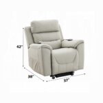 Marsha Power Recliner with Lift & Massage in Light Gray Silicone Leather LV04273 By ACME 26