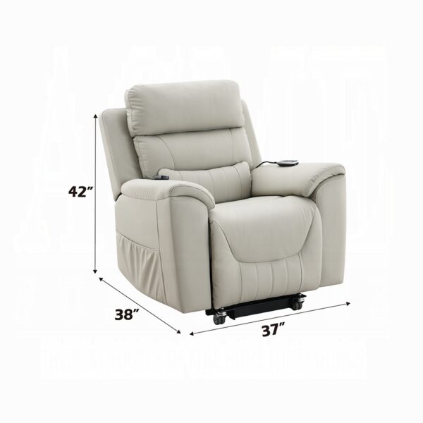 Marsha Power Recliner with Lift & Massage in Light Gray Silicone Leather LV04273 By ACME 16