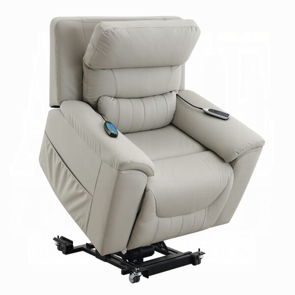 Marsha Power Recliner with Lift & Massage in Light Gray Silicone Leather LV04273 By ACME 17