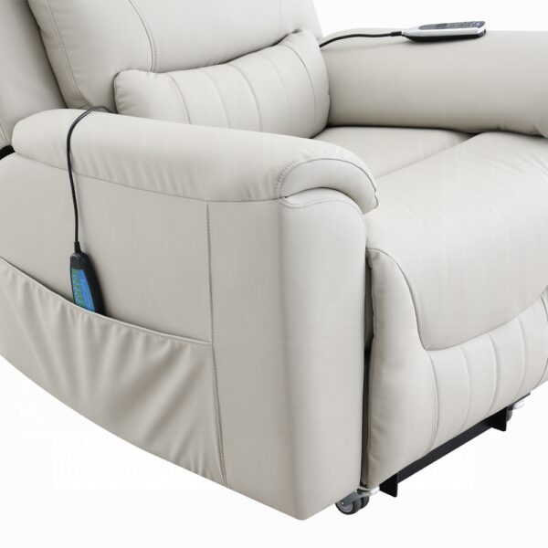 Marsha Power Recliner with Lift & Massage in Light Gray Silicone Leather LV04273 By ACME 21