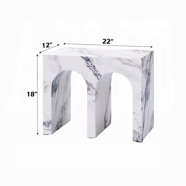 Fritzy Engineered Stone End Table in White Marble LV03126 By ACME 8