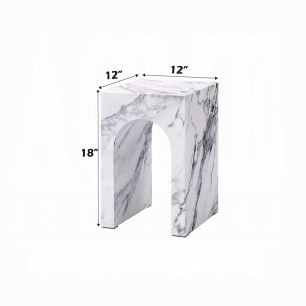 Fritzy Engineered Stone End Table in White Marble LV03127 By ACME 7
