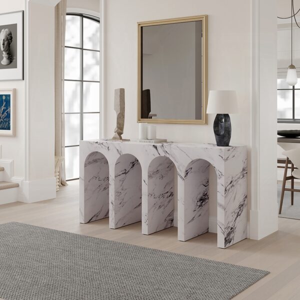 Fritzy Engineered Stone Console Table in White Marble AC03129 By ACME 7