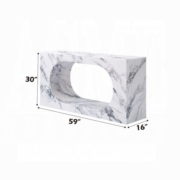 Fritzy Engineered Stone Console Table in White Marble AC03128 By ACME 9