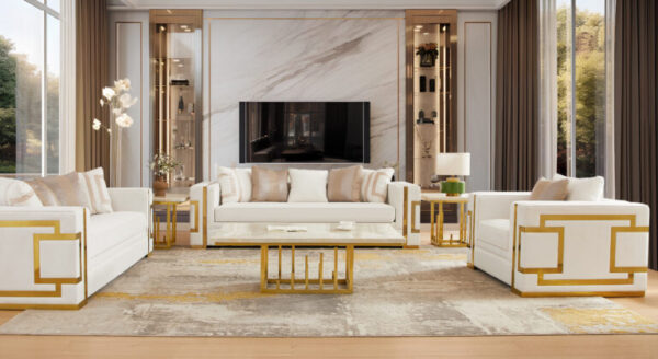 White Luxury Living Room Sofa Set HD-2131 By Homey Design 4