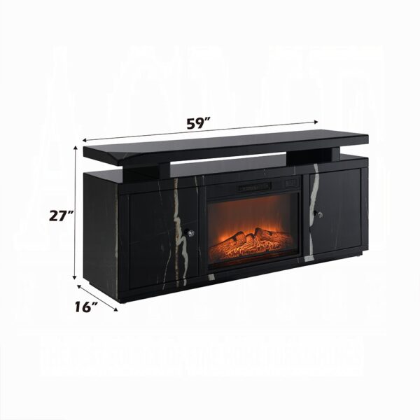 Drisana TV Stand with Fireplace in Black Mirrored Finish LV03868 By ACME 11
