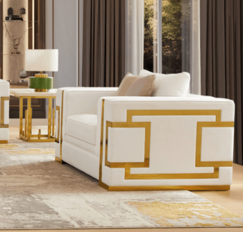 White And Gold Armchair HD-2131 By Homey Design