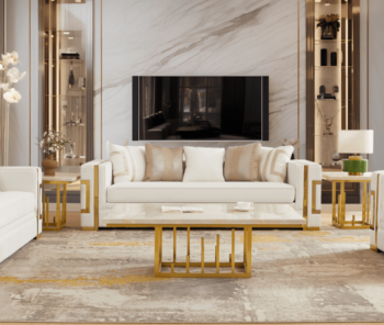 White And Gold Sofa HD-2131 By Homey Design