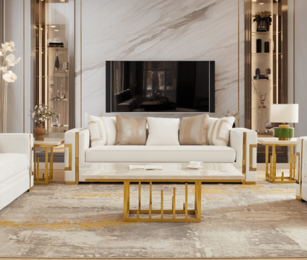 White And Gold Sofa HD-2131 By Homey Design 4