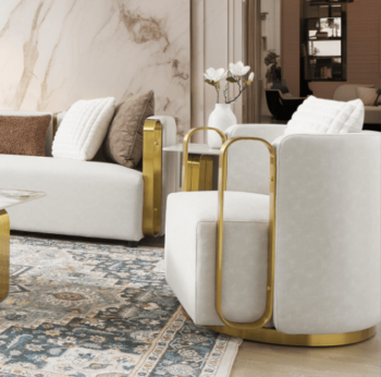 White And Gold Armchair HD-3156 By Homey Design