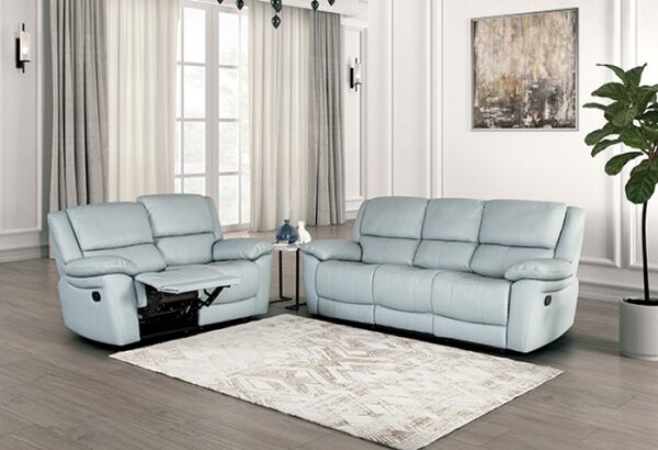 Glarus Powder Blue Sofa Manual Recliner FM69003DG-SF-M By Furniture Of America 12