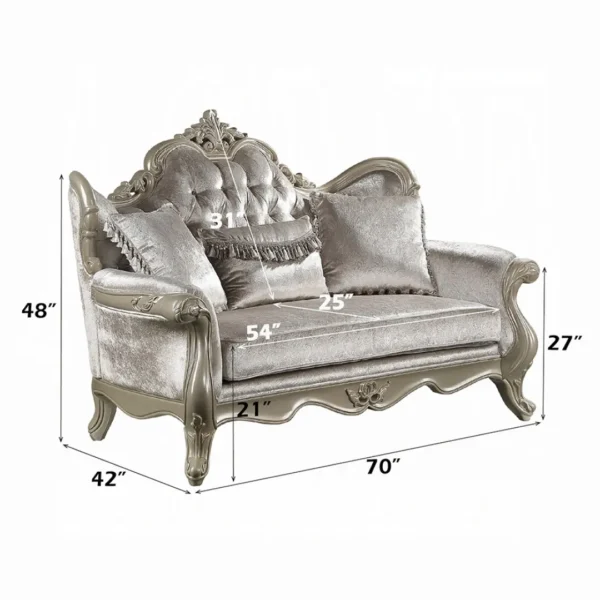 Libertee Beige Fabric Loveseat with 3 Pillows By ACME - Image 5