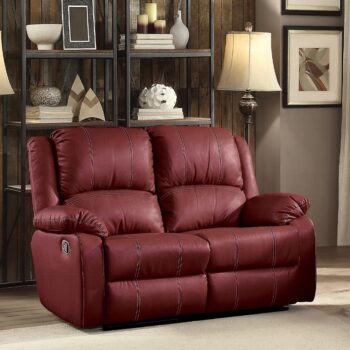 Zuriel Motion Loveseat in Red Leather LV52151 By ACME