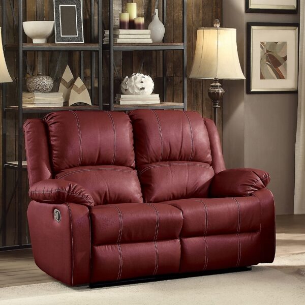 Zuriel Motion Loveseat in Red Leather LV52151 By ACME 7