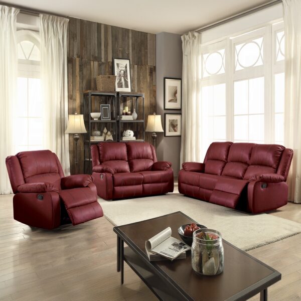 Zuriel Motion Loveseat in Red Leather LV52151 By ACME 10