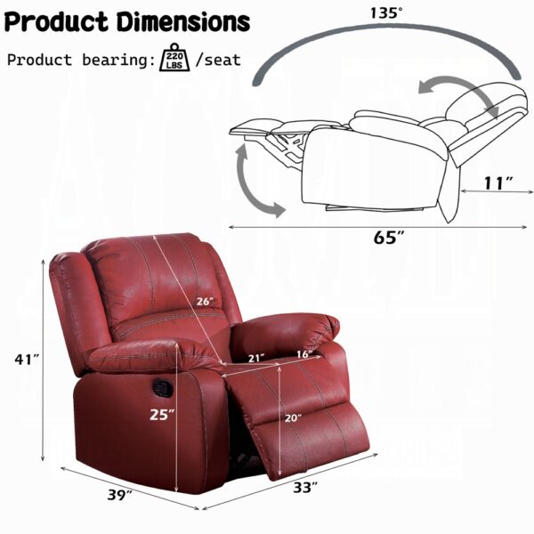 Zuriel Motion Red Rocker Recliner LV52152 By ACME 11