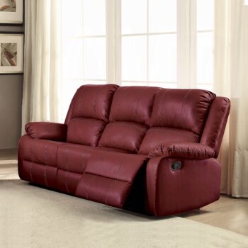 Zuriel Motion Sofa in Red Leather LV52150 By ACME