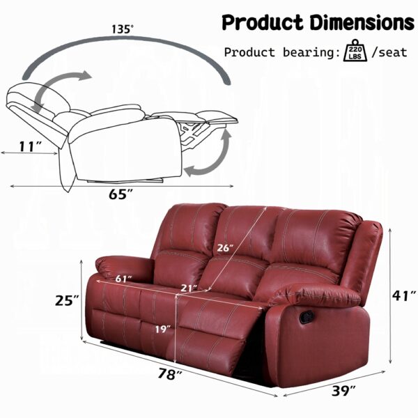 Zuriel Motion Sofa in Red Leather LV52150 By ACME 8