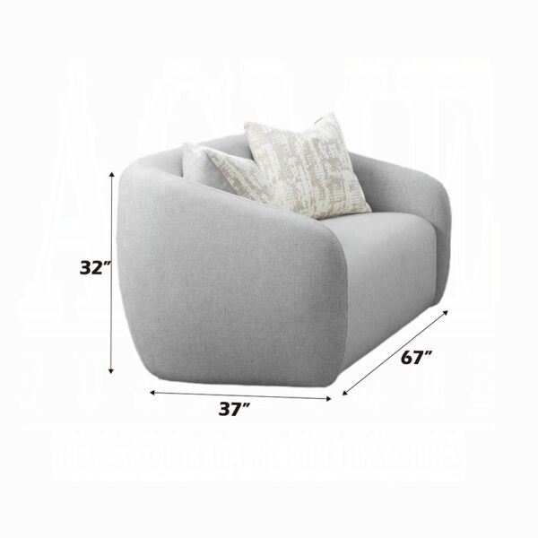 Etienne Loveseat with 3 Pillows in Gray Linen LV03591 By ACME 9