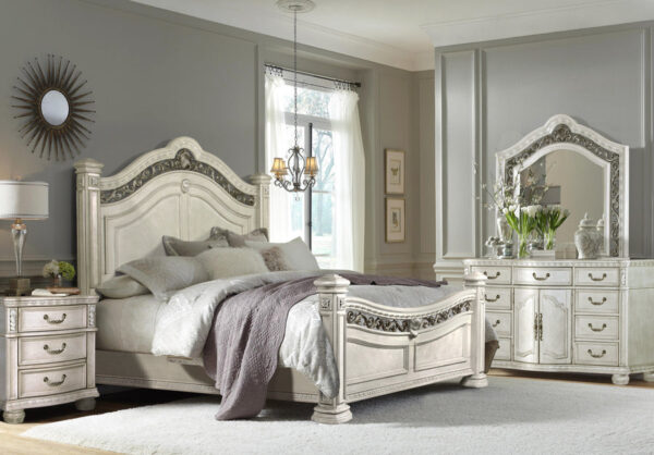B162-K White Antique White King Size 4PC Set By McFerran 4