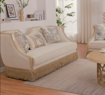 Beige Solid Wood Loveseat HD-6127 By Homey Design