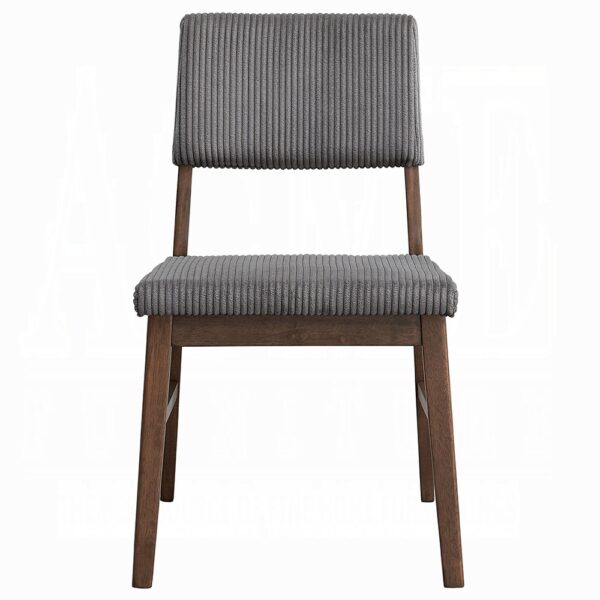 Seda Gray Corduroy Side Chair in Walnut Finish DN04192 By ACME 9