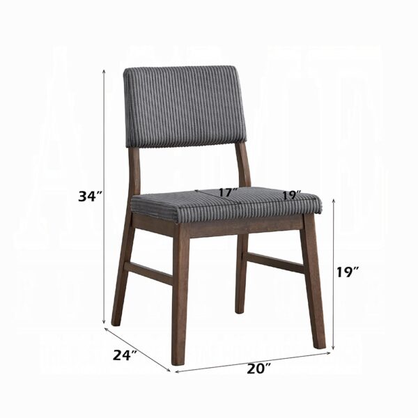 Seda Gray Corduroy Side Chair in Walnut Finish DN04192 By ACME 11
