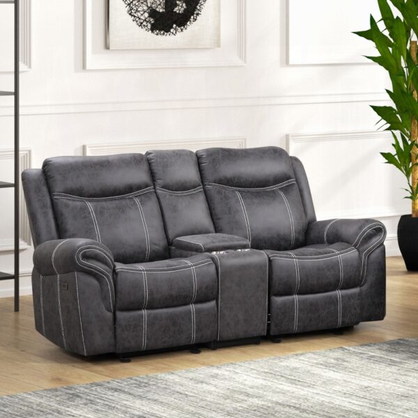 Zubaida Gray Power Motion Loveseat with USB LV04671 By ACME 10