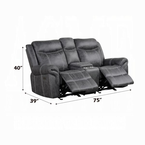 Zubaida Gray Power Motion Loveseat with USB LV04671 By ACME 14