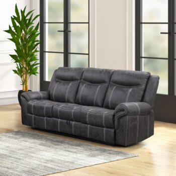 Zubaida Gray Power Motion Sofa with Drop Down Table LV04670 By ACME