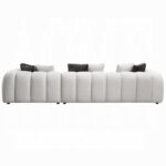 Manilla Ivory White Linen Sectional Sofa with 8 Pillows LV04320 By ACME 19