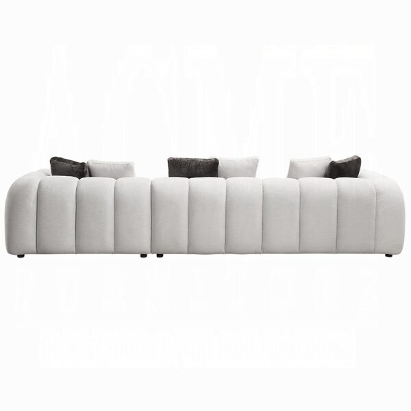 Manilla Ivory White Linen Sectional Sofa with 8 Pillows LV04320 By ACME 12