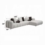 Manilla Ivory White Linen Sectional Sofa with 8 Pillows LV04320 By ACME 20