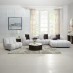 Manilla Ivory White Linen Sectional Sofa with 8 Pillows LV04320 By ACME 23