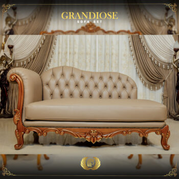 Handmade Grandiose Real Leather Brown Chaise
