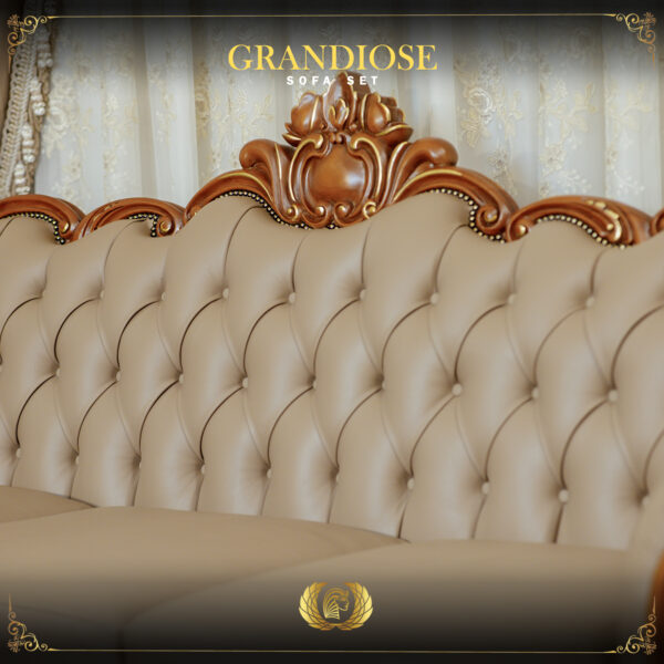 Handmade Grandiose Real Leather Brown Sofa 7