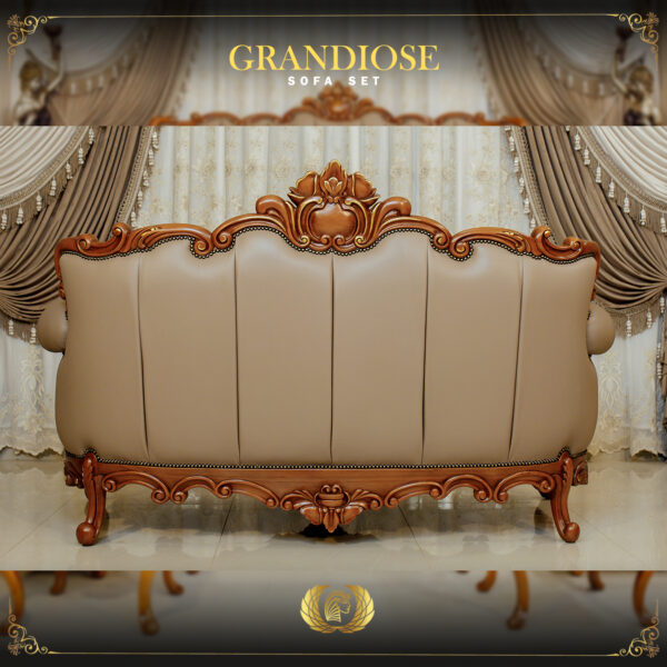 Handmade Grandiose Real Leather Brown Loveseat 8