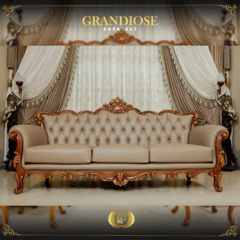 Handmade Grandiose Real Leather Brown Sofa