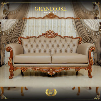 Handmade Grandiose Real Leather Brown Loveseat